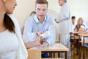 Students cheating during test